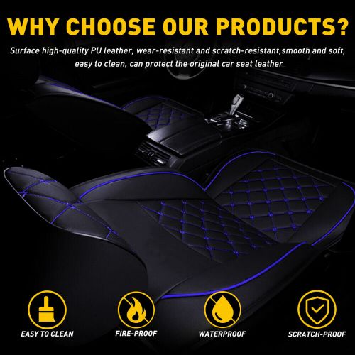 Leather Car Seat Cover Black+Blue For 07-22 Chevy Silverado 1500 2500HD 3500HD, US $129.99, image 4