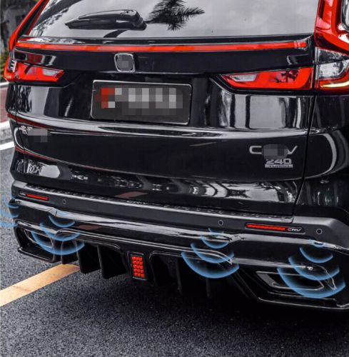For honda cr-v 2023-2024 led glossy black rear bumper diffuser lip spoiler refit