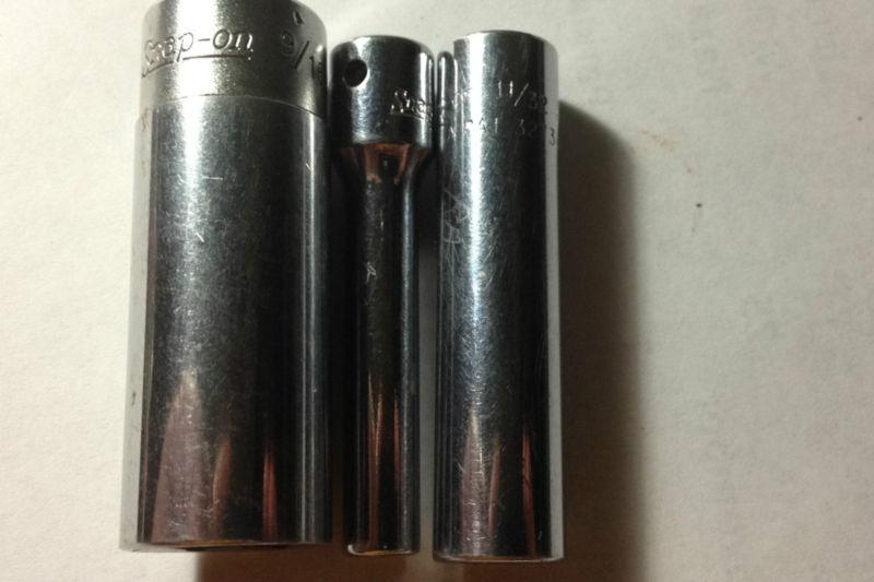 3 snap-on 1/4" drive deep 6 point sae sockets 3/16,11/32,9/16 stm6 stm11 stm18