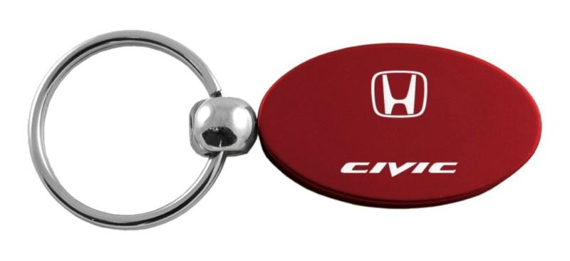 Honda civic burgundy oval keychain / key fob engraved in usa genuine