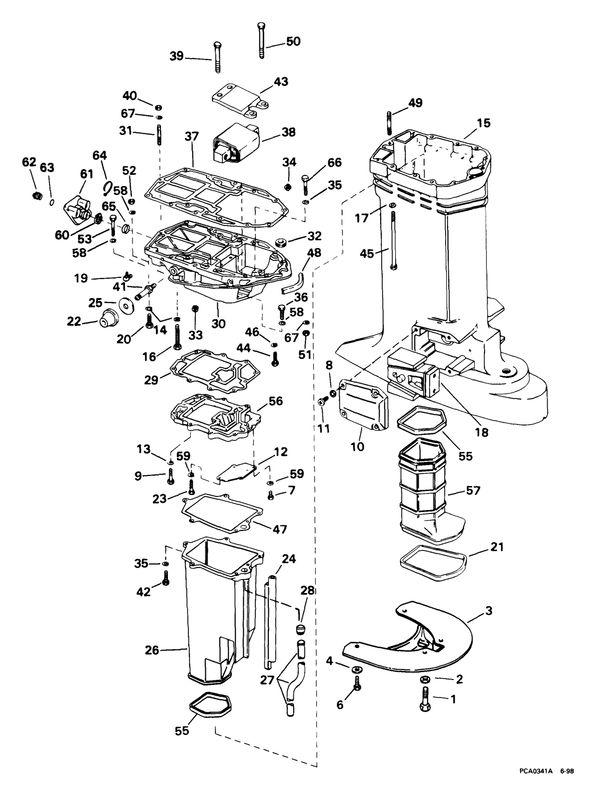 EXHAUST HOUSING ASSY #0435433, 1999 225HP JOHNSON OUTBOARD MOTOR OCEAN PRO, US $518.50, image 3
