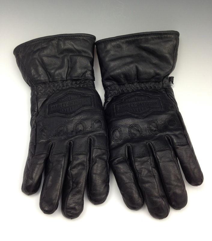 **harley davidson black leather fleece lined motorcycle gloves women's medium**