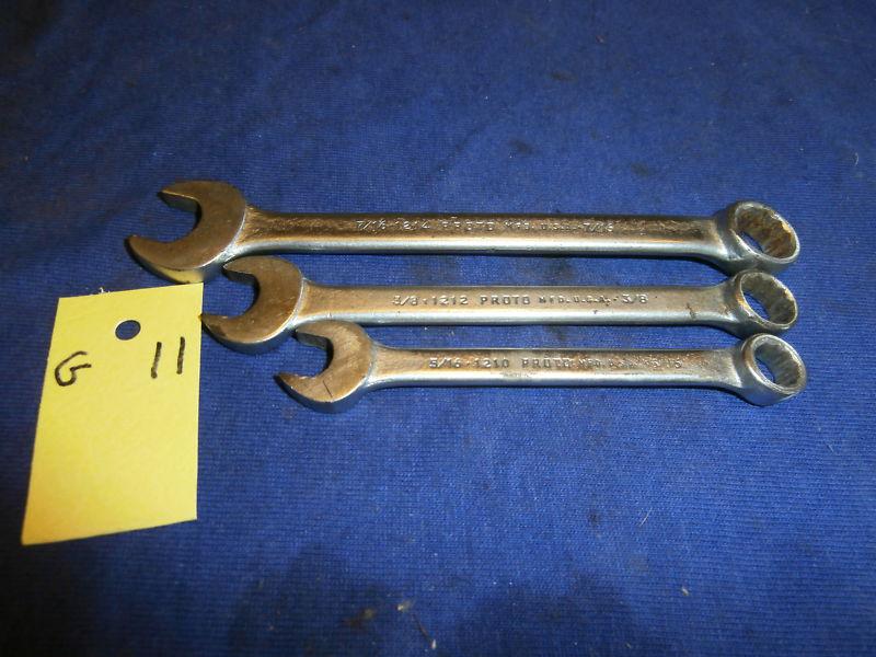  g11  vintage proto tools usa  12?? 3pcs. 12 pt. short comb. wrenches.