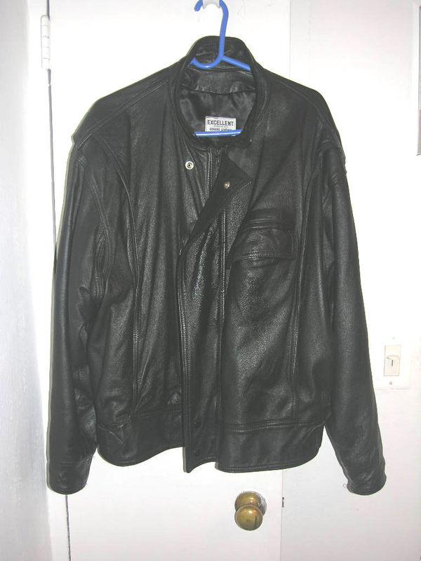 * excellent brand black leather motorcyle/bomber jacket size l