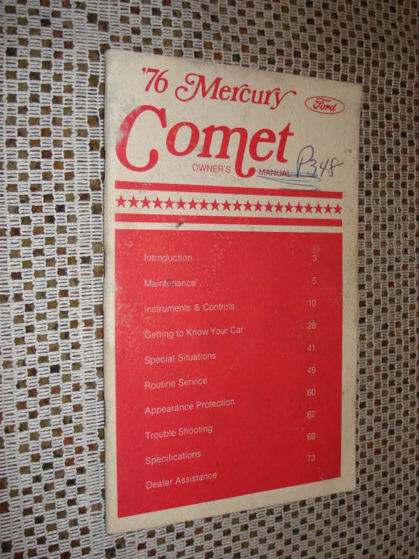 1976 mercury comet owners manual original glove box book