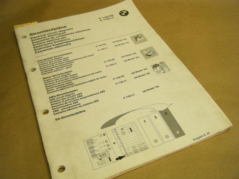 Genuine bmw motorcycles electrical circuit diagrams manual k 1100 rs lt 1994