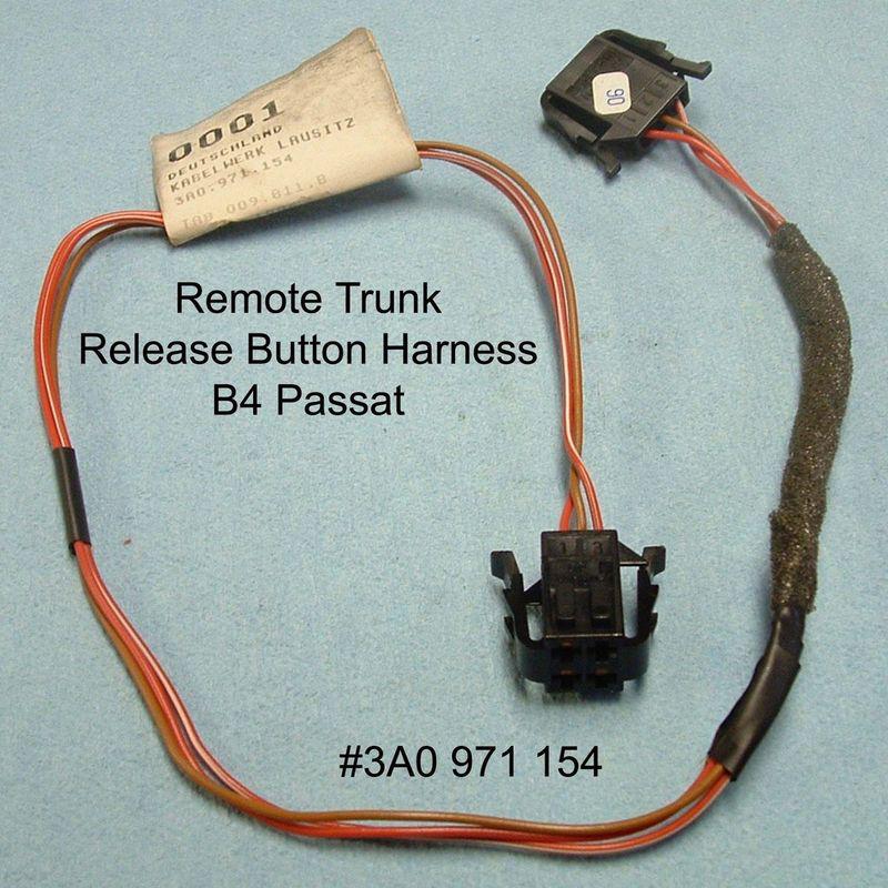 Find VW B4 Passat Trunk Release Remote Switch Harness Wiring 19951997