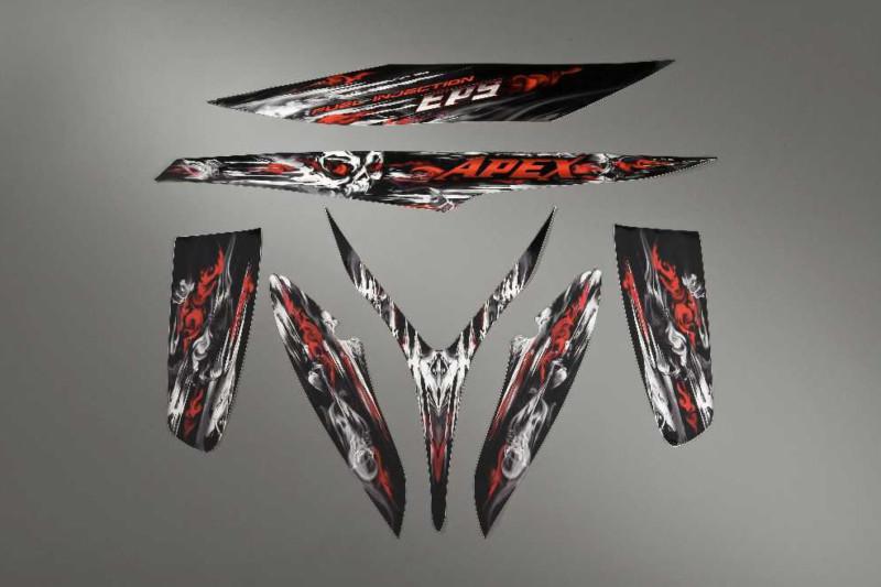 Yamaha snow skulls decal kit apex snow sled trail 2011