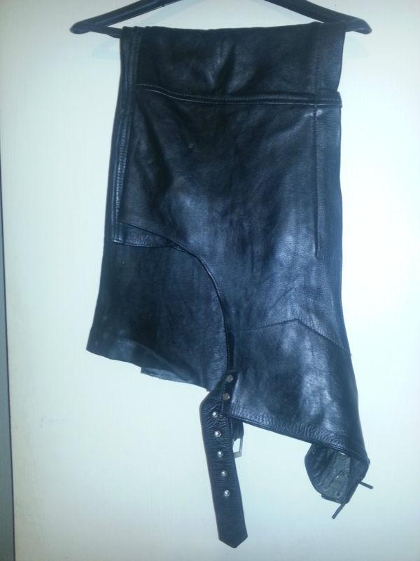 Men's large black leather club genuine leather motorcycle chaps