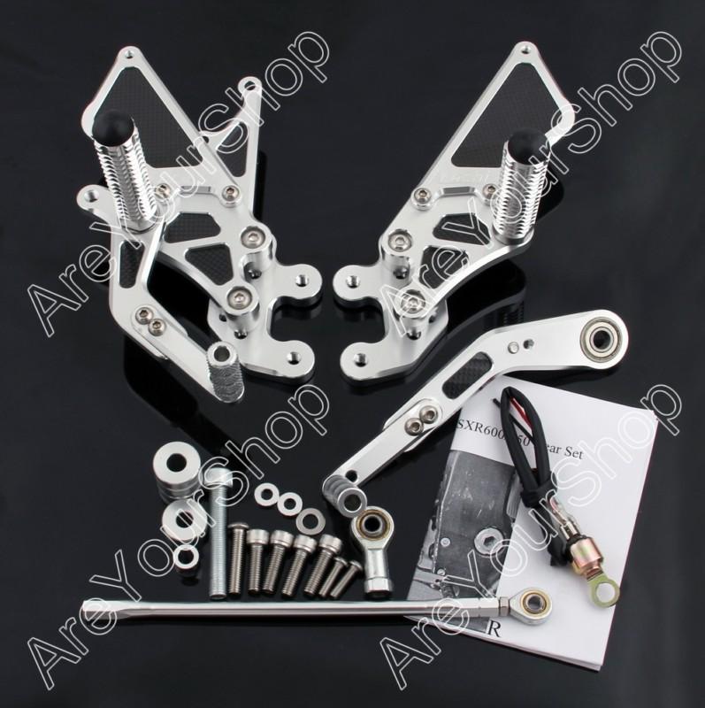 Rearset rear set adjustable with carbon fiber suzuki gsxr 600 750 06-11 silver