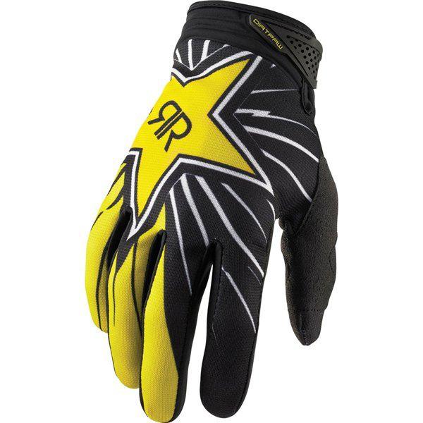 Black/yellow m fox racing dirtpaw rockstar kids gloves