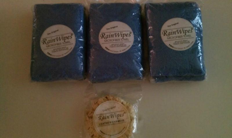3 nib the original rain wipes microfiber towels and 1 leather chamois