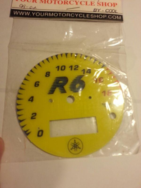 New yamaha r6 yzfr6 face gauge plate yellow 1999 - 2002 tach tachometer by cool