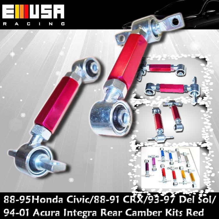 88-00 civic 88-91 crx 93-97 del sol 90-01 integra  rear camber kits 2pcs red adj