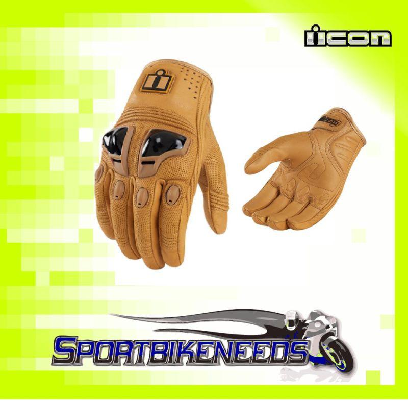 Icon justice leather glove brown black size 2xl xxl