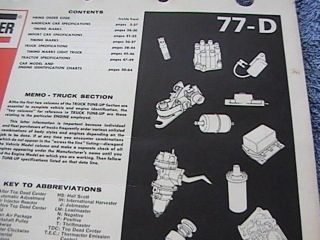Borg-Warner 1977 tune-up specifications, US $5.99, image 4