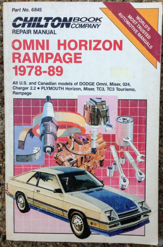 1978 - 1989 dodge omni miser charger plymouth horizon rampage auto repair manual