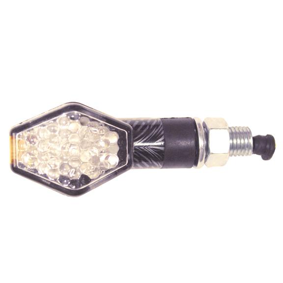 Motorcycle hex amber led turn signal blinker chrome body clear lens pair