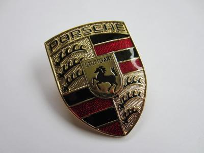 Porsche 911 914 928 944 968 993 964 gold red & black bars hood crest emblem