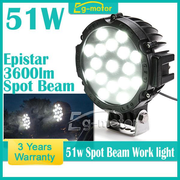 51w led work light spot beam lamp car vehicle suv jeep atv boat mining 4wd 4x4