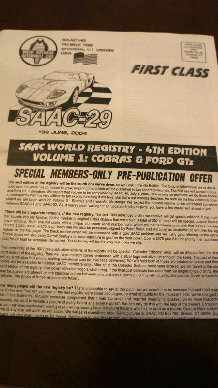 Ford shelby american automobile club newsletter 