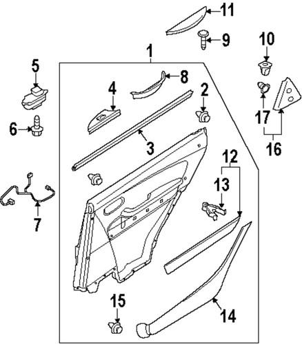 Mazda oem d35068ab1 interior-rear door-upper trim clip