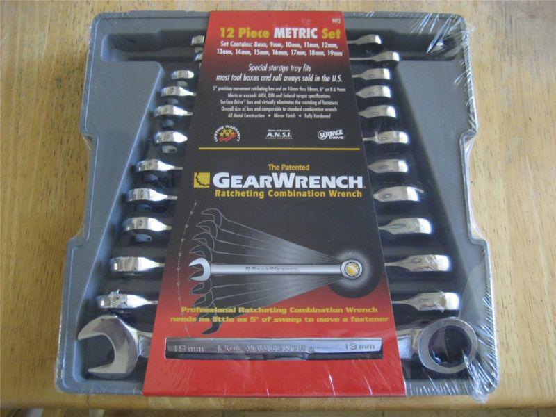 Gearwrench ratcheting metric combo wrench set~12 piece~8mm-19mm 9412~new!!