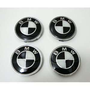 Bmw black white style wheel center cap hub cap 68mm set of 4 e90 e60 e46