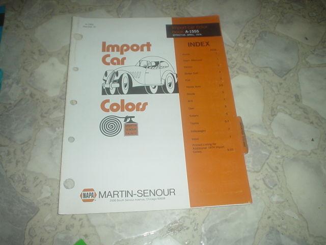 1974 austin audi toyota   mg datsun fiat porsche vw volvo    paint chip book