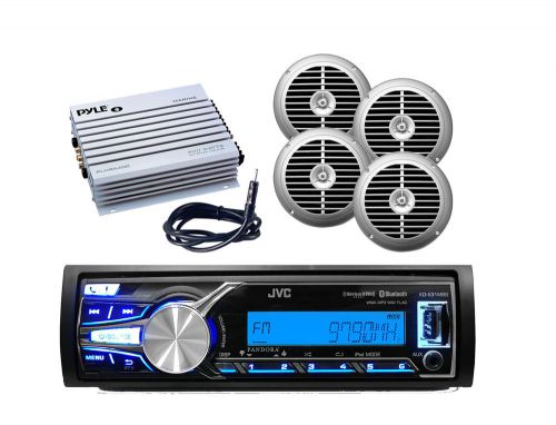 New jvc boat car bluetooth ipod iphone receiver, 6.5&#034; speakers, 400w amp,antenna