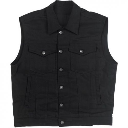 Ships same day! - biltwell men's black prime cut collared denim vest