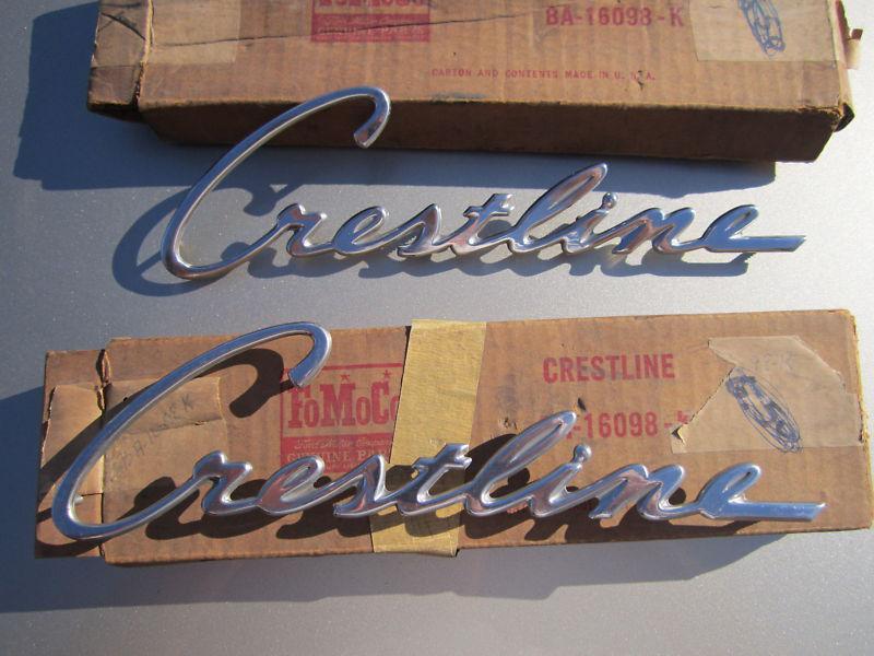 1952 ford nos crestline fender script nameplate emblem