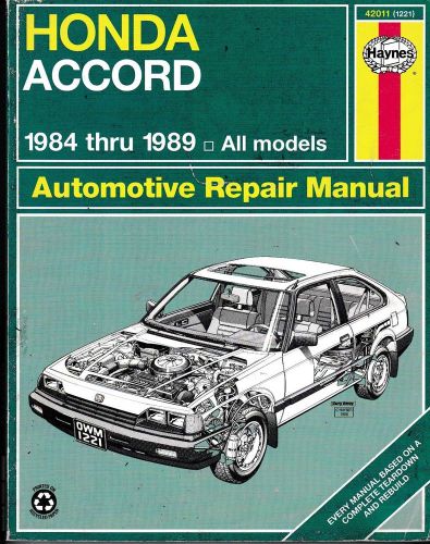 Honda accord haynes repair manual 1984 thru 1989 all models no. 42011