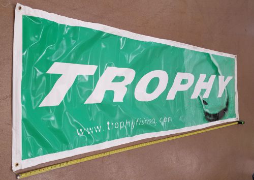 Trophy fishing boats sign banner 117&#034;x34&#034; man cave garage