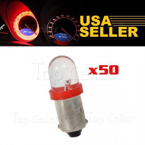 50pcs red ba9s led bulb light instrument cluster speedo tacho lamp 53 57