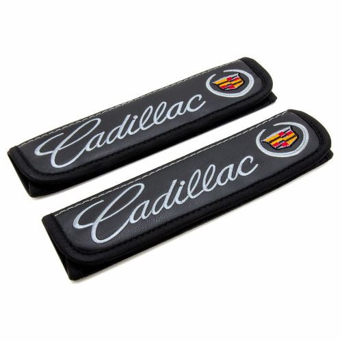 Leather car seat belt shoulder pads covers cushion for cadillac 2 pcs