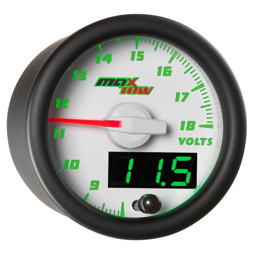 52mm white maxtow volt voltage gauge meter w green digital + analog readouts