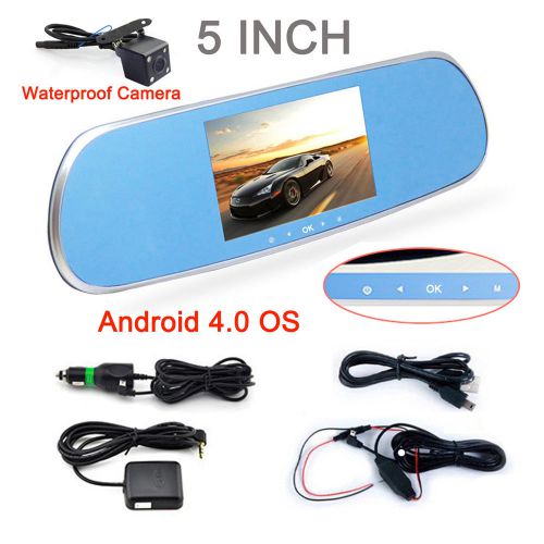 5&#034; android 4.0 wifi gps hd 1080p car mirror monitor+backup cmos camera