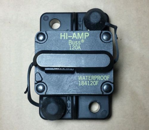 120 amp hi-amp bussmann buss circuit breaker 184120f manual reset waterproof new