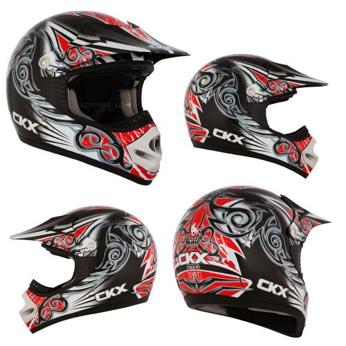 Mx helmet ckx tx-218 whip black/red/white small youth motocross offroad atv