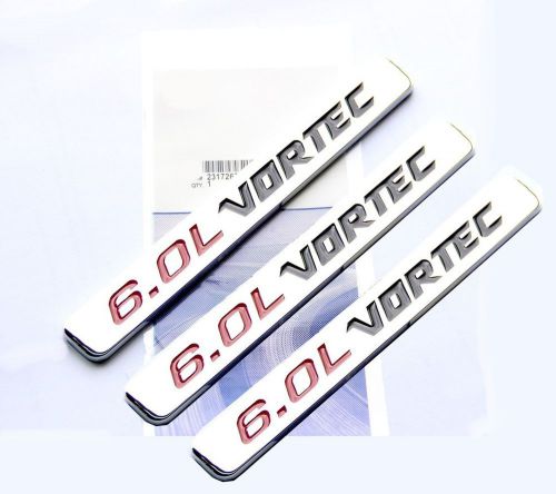 3x oem 6.0l vortec emblem badge 3d for silverado chevy 1500 2500 hd fu chrome