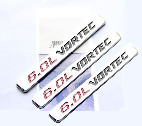 3x oem 6.0l vortec emblem badge 3d for silverado chevy 1500 2500 hd fu chrome
