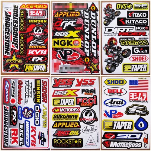 Dirt bike racing motocross rally dakar decals car bike skateboard stickers 6 sh.