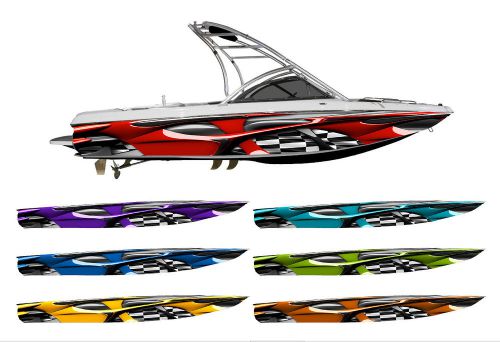 Vandal checkered racing flag boat wrap - customized for your boat