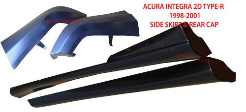 1998-2001 integra dc2 itr type-r style side skirt set + rear caps(black pp)