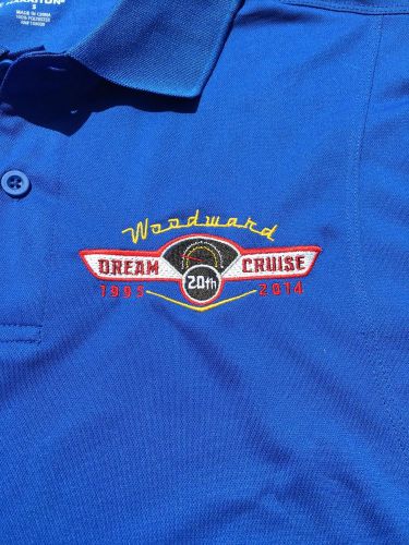 2014 20th anniversary woodward dream cruise blue golf shirt size large