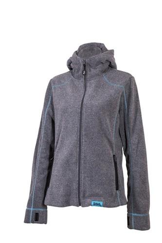 Divas snow gear ladies hooded fleece sweatshirt - grey/blue (md / medium)