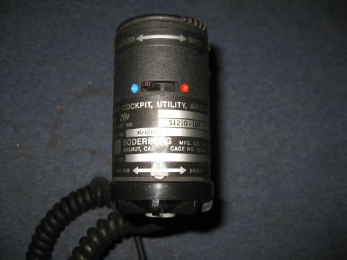 Soderberg cockpit utility light s1210-107 with mount used helicopter/cessna