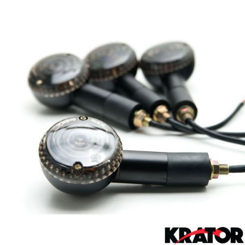 4 new replacement turn signals front and rear black with amber bulb and lens