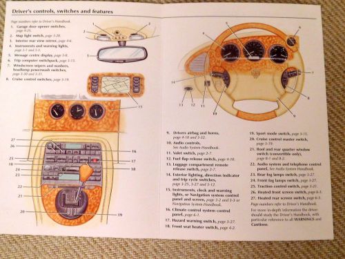 &#034;quick guide&#039; owners manual for 2000 jaguar xk8 and xkr models - new!